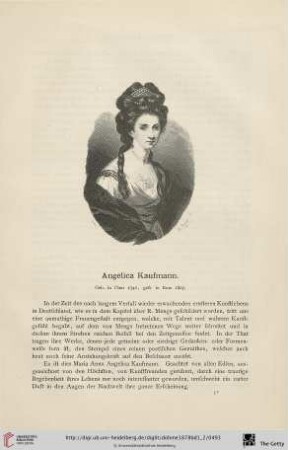 Angelica Kaufmann : geb. in Chur 1741, gest. in Rom 1807