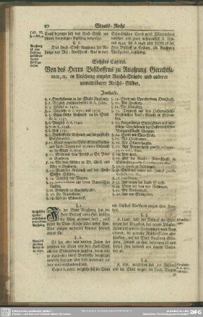 Sechstes Capitel. Von des Herrn Bischoffens zu Augspurg Gerechtsamen, [et]c. in Ansehung einzelner Reichs-Stände und anderer unmittelbarer Reichs-Glider