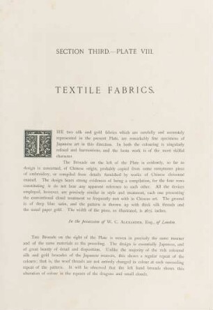 Plate VIII. Textile fabrics