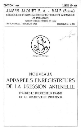 Nouveaux Appareils Engregistreurs de la Pression Arterielle