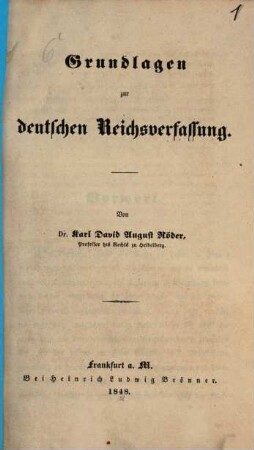 Grundlagen zur deutschen Reichsverfassung
