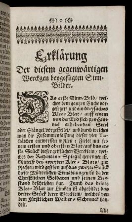 Erklaerung Der diesem gegenwaertigen Werckgen beygefuegten Sinn-Bilder