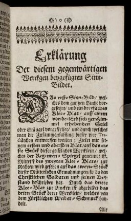 Erklaerung Der diesem gegenwaertigen Werckgen beygefuegten Sinn-Bilder