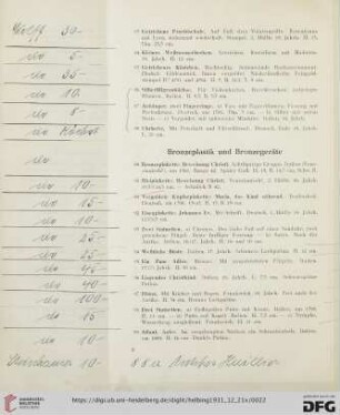 Bronzeplastik und Bronzegeräte (Nr. 89-122)