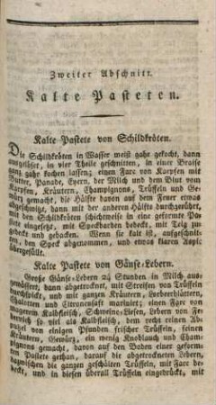 Zweiter Abschnitt. Kalte Pasteten