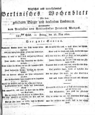 595stes Stueck, Freitag, den 26. May 1828