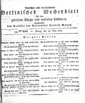595stes Stueck, Freitag, den 26. May 1828