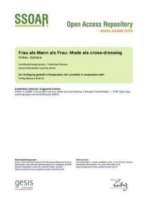 Frau als Mann als Frau: Mode als cross-dressing