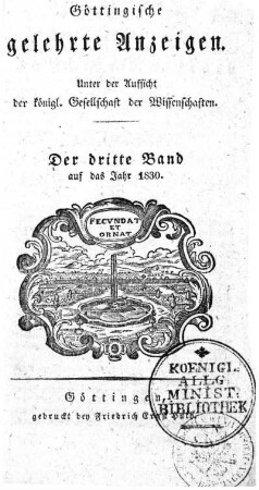 1830,3: Göttingische gelehrte Anzeigen