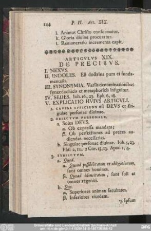 Articulus XIX. De Precibus.