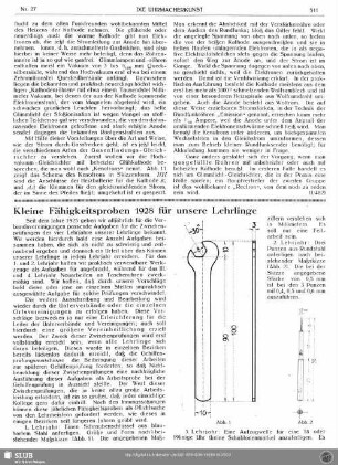 Kleine Fähigkeitsproben 1928 für unsere Lehrlinge