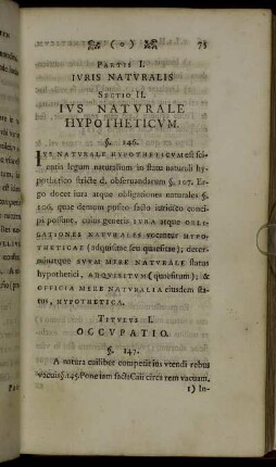 Sectio II. Ius Naturale Hypotheticum.