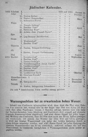 Jüdischer Kalender.