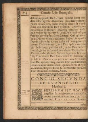 Concio Secunda, De Evangelio ...