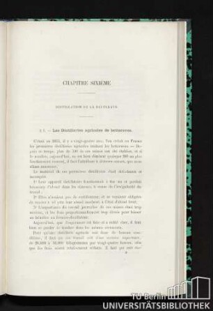 Chapitre sixième. Distillation de la betterave