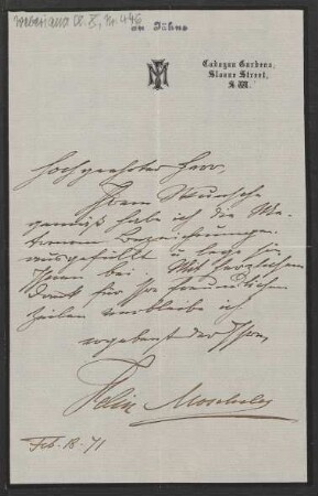 Brief an Friedrich Wilhelm Jähns : 18.02.1871