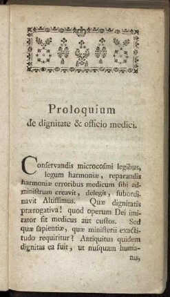 Proloquium de dignitate & officio medici.