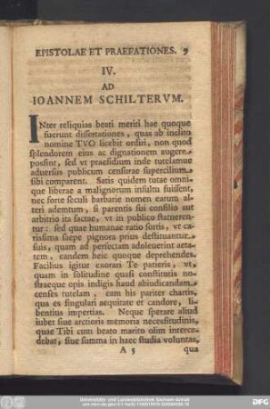 IV. Ad Ioannem Schilterum.