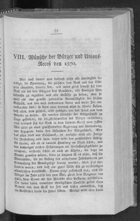 VIII. Wünsche der Bürger und Unions-Receß von 1570.