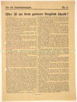 Antidemokratisches Flugblatt zur innenpolitischen Lage