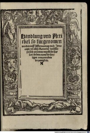 Handlung und Artikel, so fürgenomen ... von allen Rotten der heuffen, so sich zusammen verpflicht haben