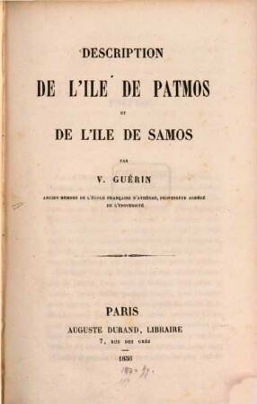 Description de l'Ile de Patmos et de l'Ile de Samos