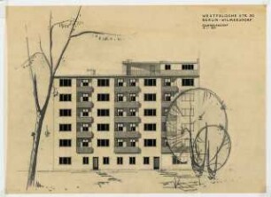 Wohnhaus Westfälische Straße 50, Berlin-Halensee: Ansicht Gartenseite 1:100