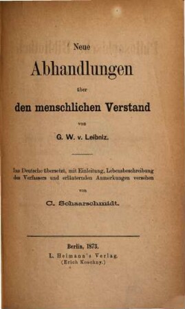 Neue Abhandlungen über den menschlichen Verstand