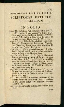 I. Scriptores Historiae Ecclesiasticae