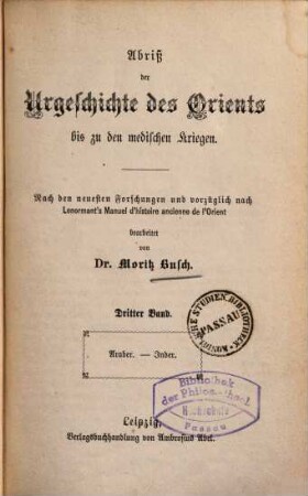 Abriß der Urgeschichte des Orients bis zu den medischen Kriegen : nach den neuesten Forschungen und vorzüglich nach Lenormant's Manuel d'histoire ancienne de l'Orient, 3. Araber, Inder