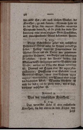 Artikel 2. Von der venerischen Krankheit.