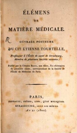 Élémens de matière médicale