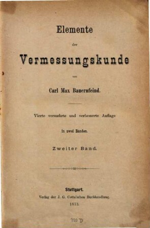 Elemente der Vermessungskunde : in 2 Bänden, 2