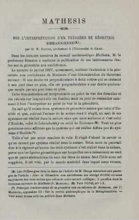 SUR L'INTERPRÉTATION D'UN THÉORÈME DE GÉOMETRIE RIEMANNIENNE.