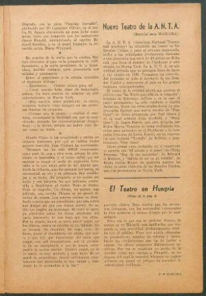 El teatro en Hungría : (Viene de la pág. 6)