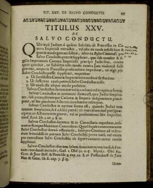 Titulus XXV. De Salvo Conductu.