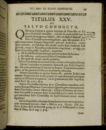 Titulus XXV. De Salvo Conductu.