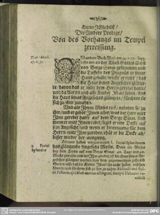 Die Andere Predigt, Von des Vorhangs zerreissung im Tempel