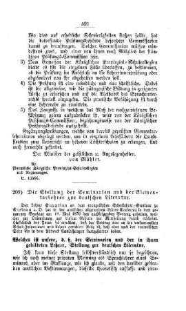 Die Stellung der Seminarien und der Elementarlehrer zur deutschen Literatur : [IV. Seminarien, Bildung der Lehrer und deren persönliche Verhältnisse]