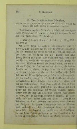 28. Das Großherzogthum Oldenburg