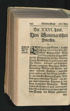 Der XXVI. Titul. Von Summarischen Proscessen.