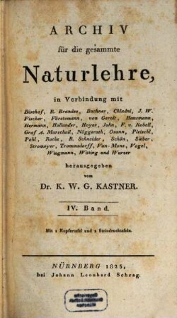 Archiv für die gesammte Naturlehre. 4 (1825)