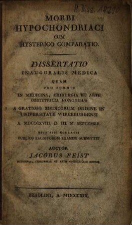 Morbi hypochondriaci cum hysterico comparatio