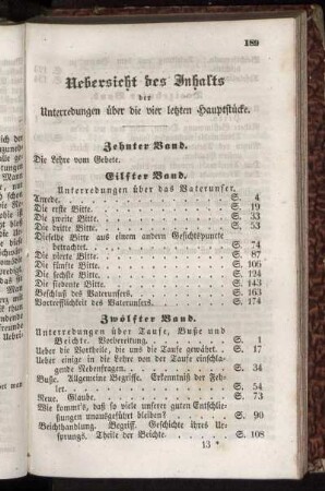 Uebersicht des Inhalts der Unterredungen über die vier Hauptstücke.