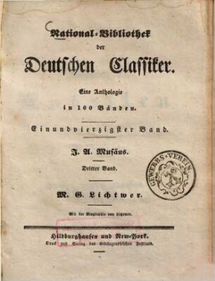 Deutsche Volksmährchen : vollständige Ausgabe ; mit der Biographie und dem Portrait des Verfassers. 3,1, Ausgewählte Novellen und Gedichte
