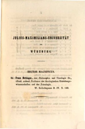 Personalbestand der Königlich-Bayerischen Julius-Maximilians-Universität Würzburg. 1861/62. WS.