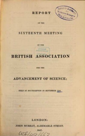 Report of the ... meeting. 16. 1846 (1847)