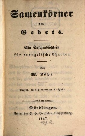Samenkörner des Gebets : ein Sachbüchlein für evangelische Christen