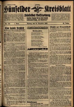 Erste Ausgabe vom Freitag, den 24. Dezember 1937.