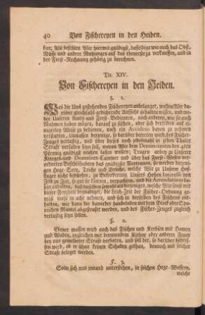 Tit. XIV. Von Fischereyen in den Heiden.